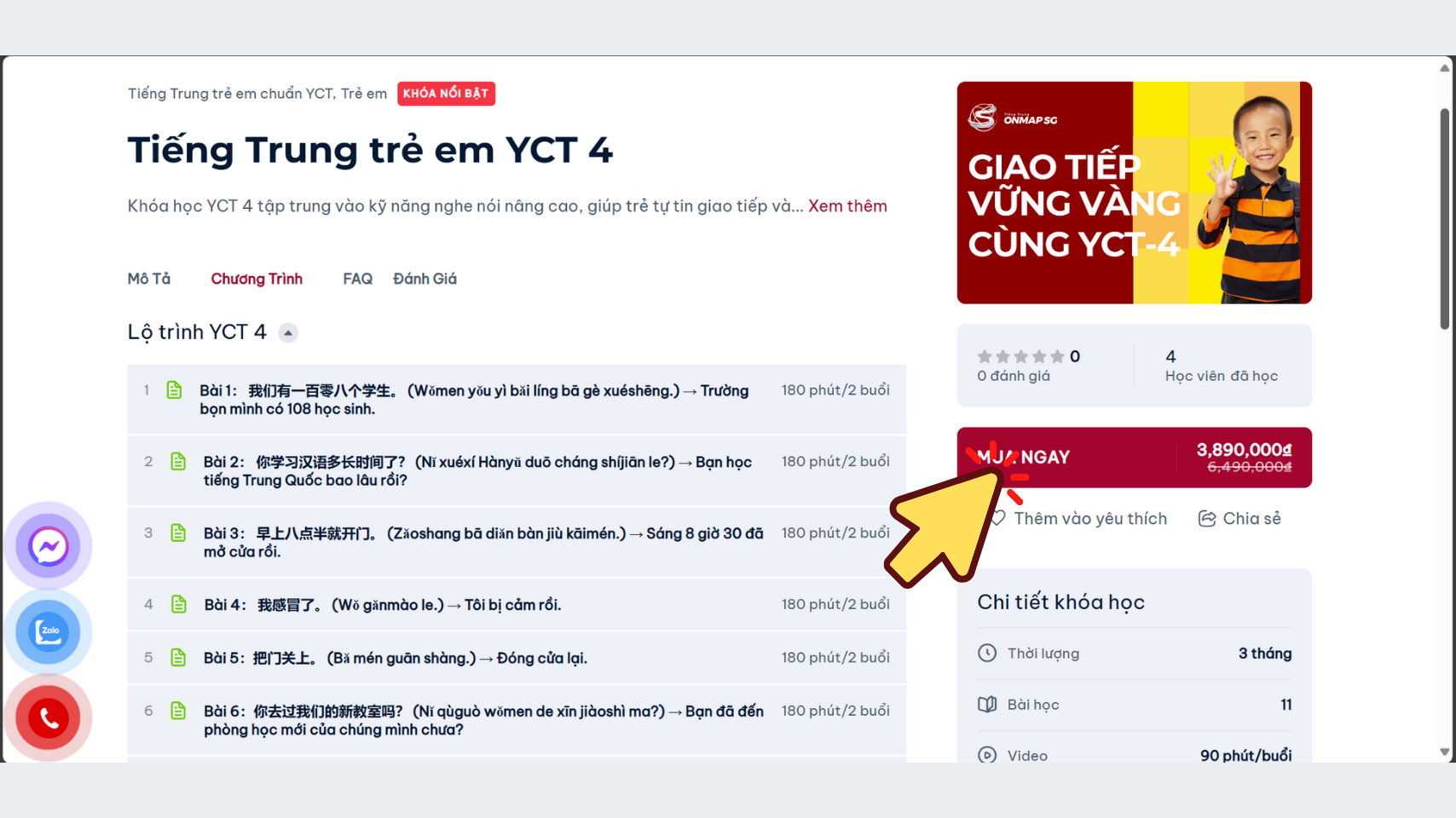 hướng dẫn đăng ký mua khóa học bước 2 | ONMAP SÀI GÒN